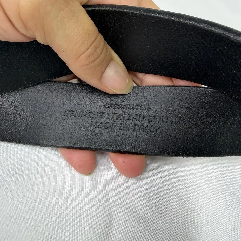 Trafalgar Carrollton Black Italian Leather Waist Belt Men’s Size 42 Made Italy